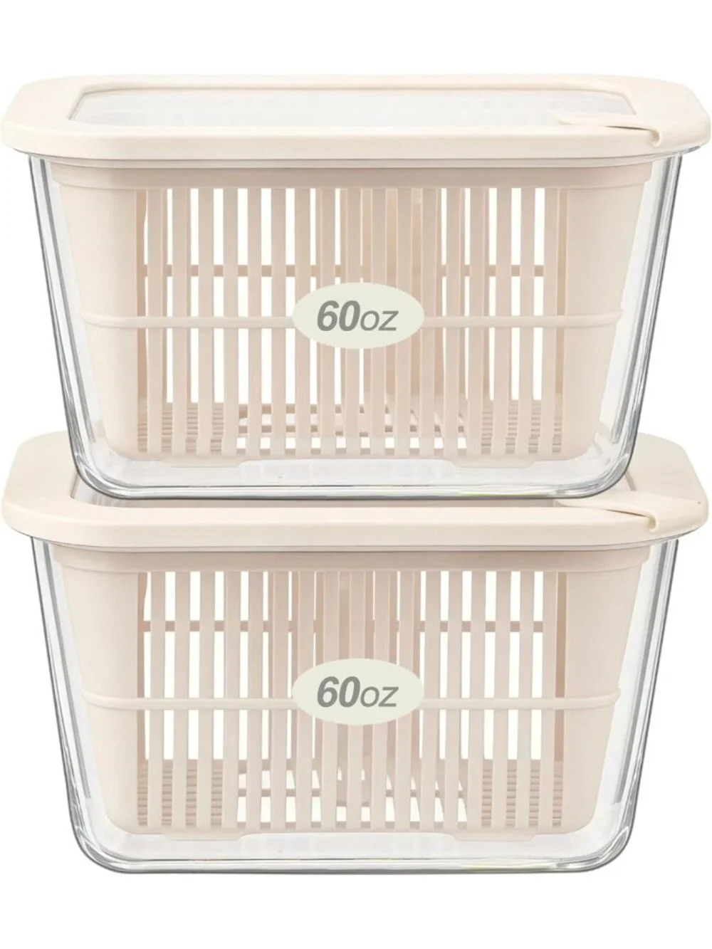 Airtight Glass Food Storage Containers Set, Microwave Safe, BPA Free, 60oz, 2